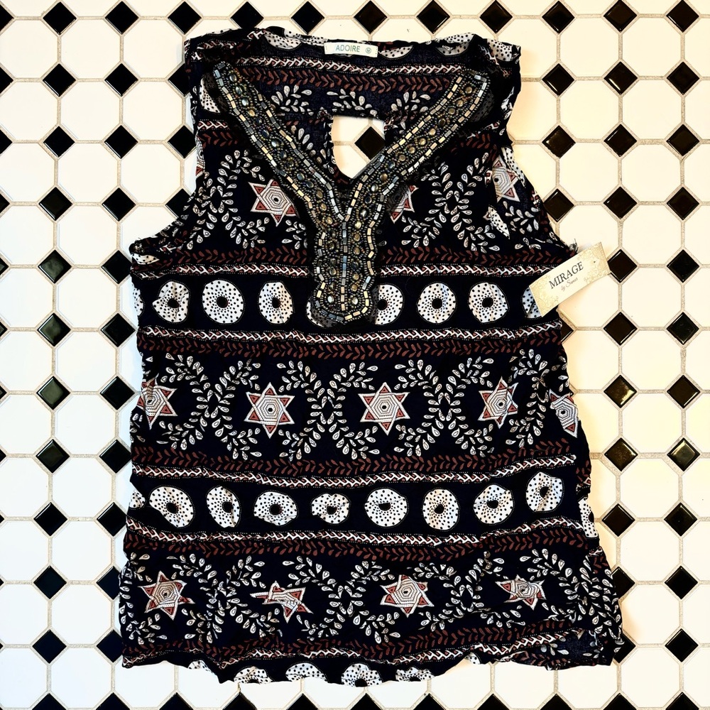 NWT Adoire: Beaded / Embellished Boho Tank